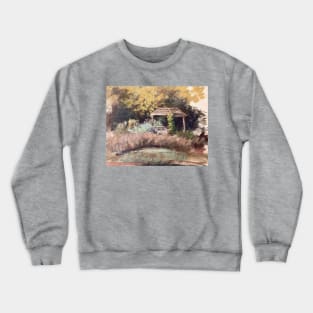 Flowerbed Oil on Canvas Vintage Painting Crewneck Sweatshirt